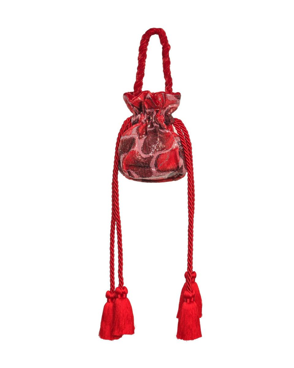 Red Swimmer Sequin Medium Pouch Bag – Banke Kuku